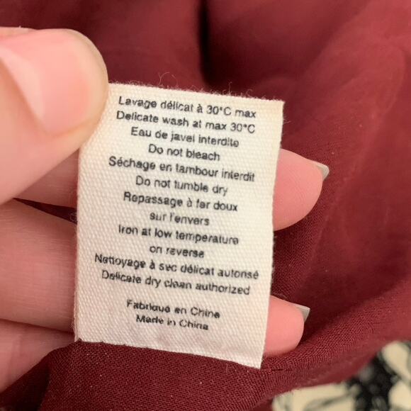 ROUJE PARIS Scarlet Floral Skirt Burgendy Womens Midi Size 34 US 2 - Picture 9 of 10